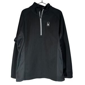 Spyder Men's Half Zip Fleece Pullover Black XL Fall Winter Outdoor Hike Camp